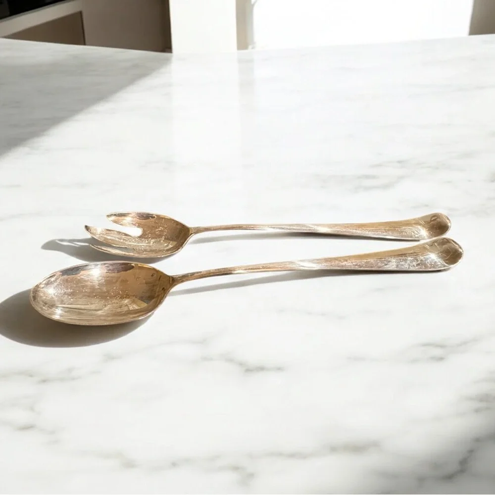 Gerity Georgian silver plated spoon and fork serving set